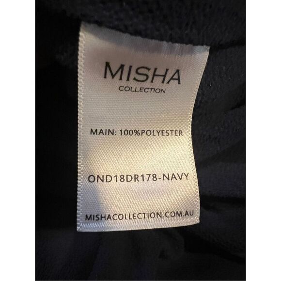 Misha Collection STUNNING Navy Blue Crepe Draped Kendall Dress w/Slit $340 Size - Picture 11 of 12